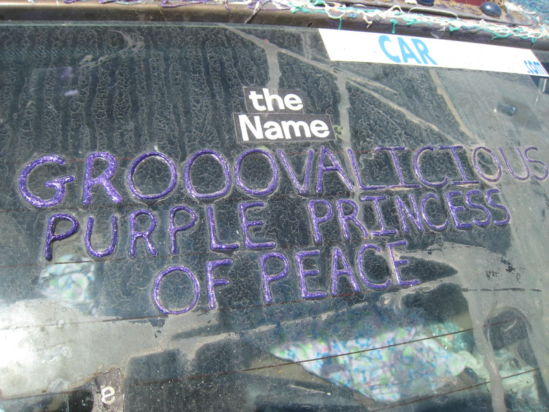 Illustration for article titled Groovalicious Purple Princess Of Peace Art Car Falls On Hard Times, Faces Crusher